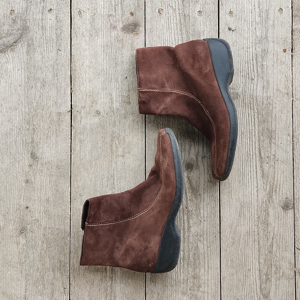Clarks Ashlyn Ankle Boot Bootie  Brown Leather Size 7.5 Fall Suede Winter Warm